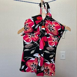 Hapari black and pink floral tankini large